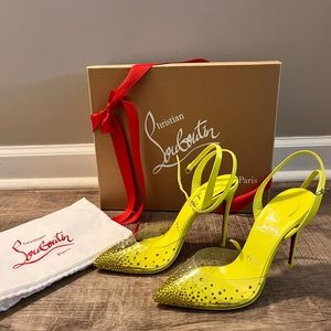 Christian Louboutin strappy lime green heels